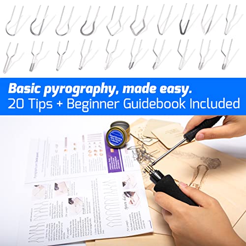 WEP 939D-VI Dual Pen Wood Burning Kit 250-750℃/482-1382℉ A/B Toggle Wood Burning Tool with 2 Detachable Pens, 20 Wood burner Tips, Dual-Barrel WEP