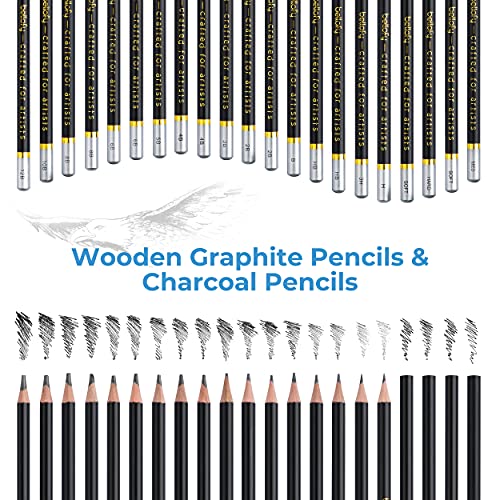 Bellofy Artist Drawing Set Sketching Drawing Kit -100 Sheet Sketchbook - Variety of Sketch/Charcoal Pencils Set for Drawing - Shading Pencils For Bellofy