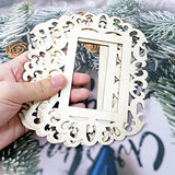 yueton 12PCS Blank Unfinished Wooden Picture Frames Wood Photo Frame with Jute Rope for DIY Crafts, Home Decoration, Christmas Tree Hanging yueton