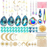 370 Pcs Crystal Suncatcher Kits Hanging Chandelier Crystals Prisms Parts Rainbow Maker Pendants for Stained Glass Window Hanging DIY Sun Catchers QIKAIDE
