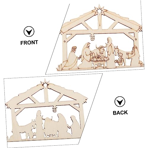 VILLFUL 20pcs Nativity Wood Shapes Nativity Ornaments Nativity Wood Cutouts for Crafts Religious Christmas Ornaments Holy Family Ornaments Christmas VILLFUL