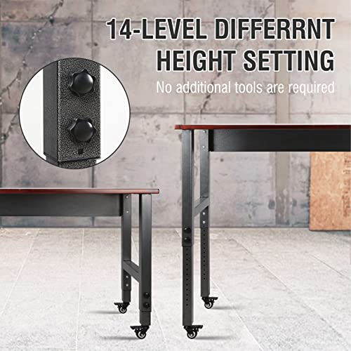 Olympia Tools 48in Adjustable Height Workbench, w/ 14 Levels of Height Adjustment & Heavy Duty Mobile Work Bench for Garage Home Office Olympia Tools