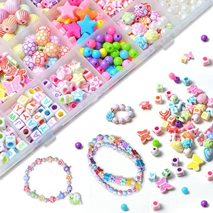 Jwxstore Kids DIY Bead Jewelry Making Kit, Beads for Girls Art and Craft Bracelets Necklace Hairband and Rings Toy for Age 4 5 6 7 8 9 10 11 Year Old - WoodArtSupply