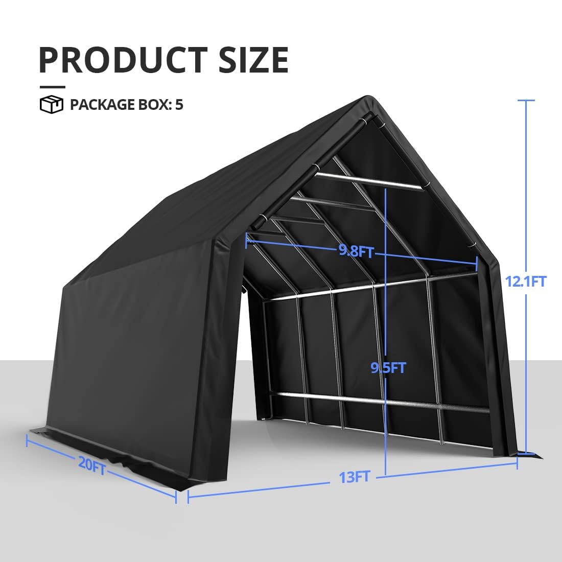 KING BIRD 13' x 20' x 12' Heavy Duty Anti-Snow Carport for SUV, Full-Size Truck and Boat, Outdoor Car Canopy Boat Shelter with Reinforced Ground - WoodArtSupply