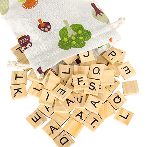 PINOWU 200pcs Wooden Letter Tiles for Scrabble Crossword Game Wood Scrabble Letters Replacement for DIY Craft Gift Decoration Scrapbooking and Making - WoodArtSupply