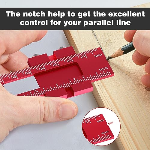 Woodworking Ruler 3Pcs 6/8/12 Inch Slide Rule Precision Ruler Woodworking Tools Adjustable Metal Aluminum Marking Gauge Pocket Ruler Scribing