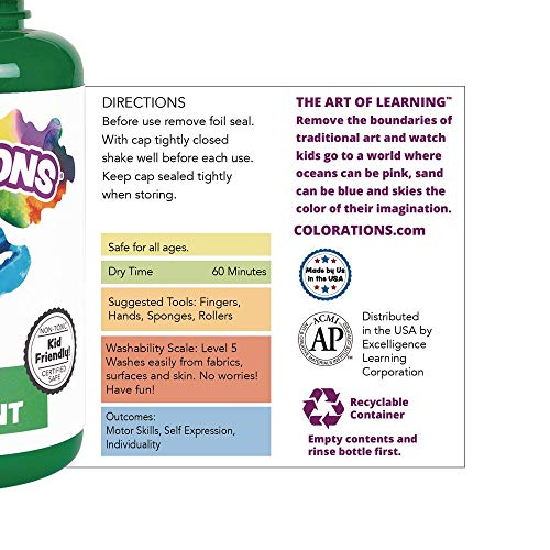 Colorations Washable Finger Paint for Kids, Each 16 fl oz, 4 Colors, Non-Toxic Paint, Kids Finger Paint,Sensory Finger Paint, Kids Paint, Hand Colorations