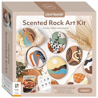 Craft Maker: Scented Rock Art Kit - DIY Rock Painting for Adults, All-in-1 Kit, Spa & Sandalwood Scented Sealers, Unique Easy-to-Follow Projects