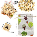PINOWU 200pcs Wooden Letter Tiles for Scrabble Crossword Game Wood Scrabble Letters Replacement for DIY Craft Gift Decoration Scrapbooking and Making PINOWU