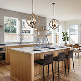 KSANA Farmhouse Orb Chandelier, Handmade Wood Light Fixture for Dining & Living Room, Foyer, Bedroom, Kitchen Island and Entryway KSANA