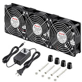 Wathai 120mm x 38mm 360mm Computer Fan with AC Plug, Powerful Exhaust Fan with Variable Speed Controller AC 110V 120V 240V for Windows Greenhouses Wathai