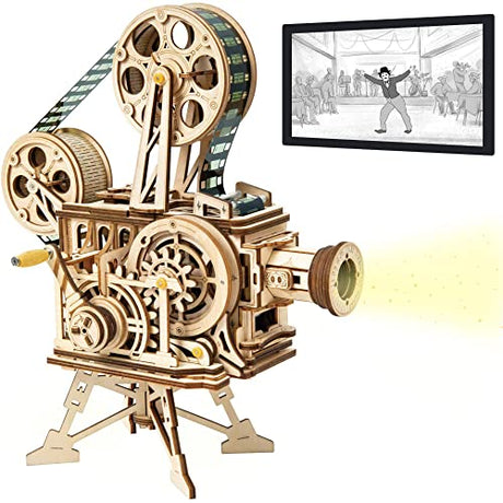 ROKR Vitascope 3D Wooden Puzzle - Vintage Movie Projector Model Kit for Adults ROKR