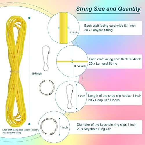cridoz Lanyard String, Boondoggle String Kit with 20 Rolls Plastic