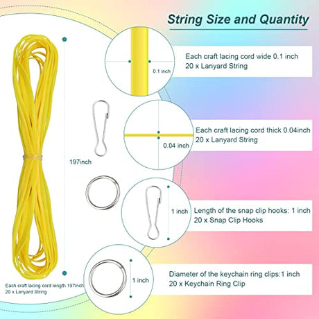ACRSIKR String Gimp Plastic Lacing Cord for Bracelets Scoubidou Craft Kits with Snap Clip Hooks 20 Colors ACRSIKR