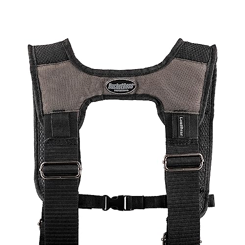 Bucket Boss Mullet Buster 3 Bag Tool Belt with Suspenders in Grey, 55135, Black, full size Bucket Boss