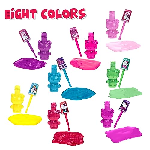 Townley Girl Hello Kitty and Friends 8 Pack Non-Toxic Peel-Off Shimmer and Opaque, Water-Based Safe Nail Polish Set with Nail Dryer for Kids, AA Townley Girl
