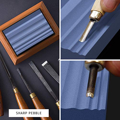 Sharp Pebble Sharpening Stones for Wood Carving Tools-Two Whetstones Grit 400 & 1000 Gouge Sharpener- Waterstone Sharpening System for Wood Carving Sharp Pebble