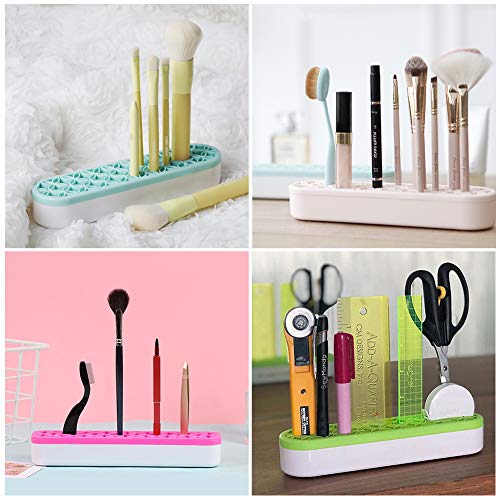 GORGECRAFT Sew Desktop Organizers Silicone Makeup Brush Stand Holder Cosmetic Storage Box Multipurpose Painting Pen Holder Sewing Craft Tools for Stash and Store(Green)