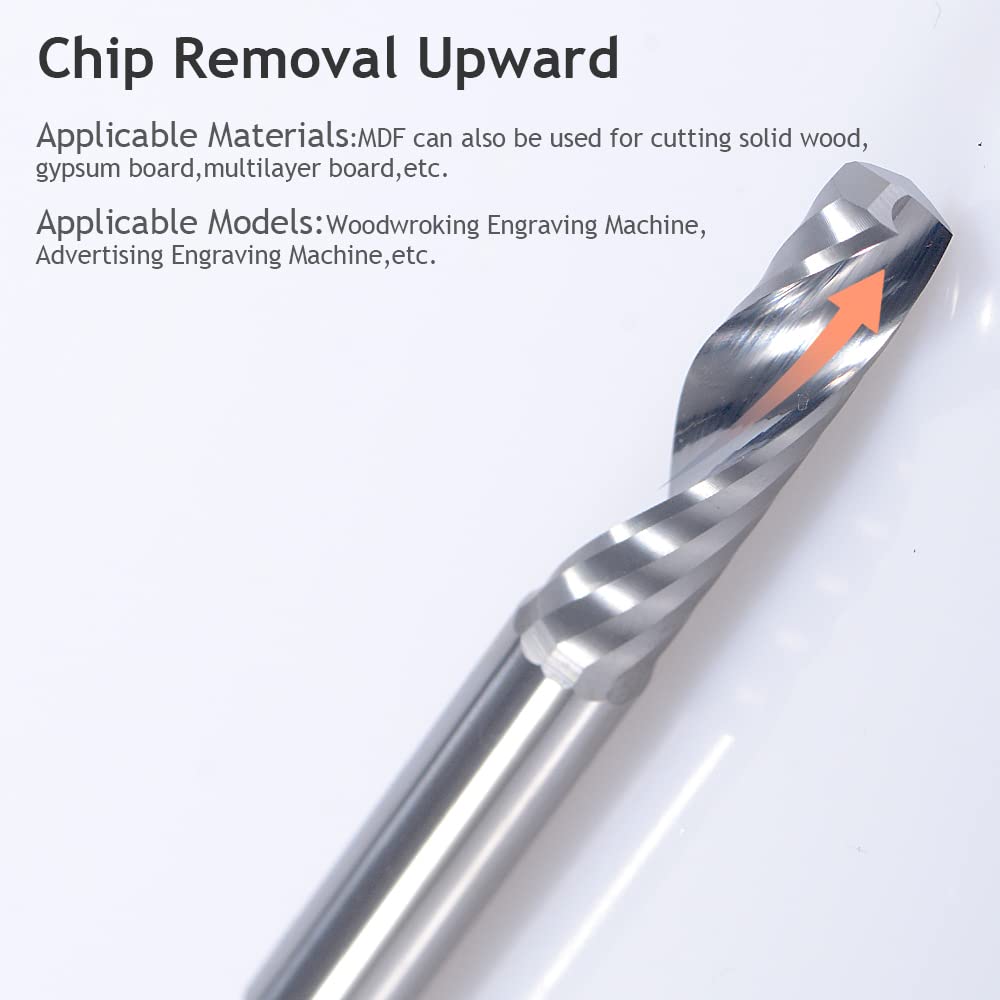 CNC Router Bits,Engraving Bits,End Mill Milling Cutter,Single Flute Spiral Upcut Router Bit,1/8 Shank,Tungsten Steel Engraving Carving Tool Kit for HOZLY