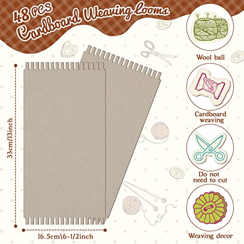 Henoyso 48 Pcs Cardboard Weaving Looms Weaving Loom for Kids Loom Cardboard Wide Notch Weaving Loom Weaving Boards for Beginners Knitting Sewing - WoodArtSupply