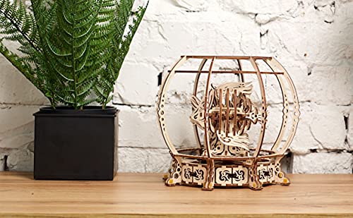 UGEARS 3D Puzzle Mechanical Aquarium - Creative 3D Wooden Puzzles Idea - Aquarium Wood Model Kit - Unique Wooden Puzzle - 3D Puzzles for Adults and UGEARS