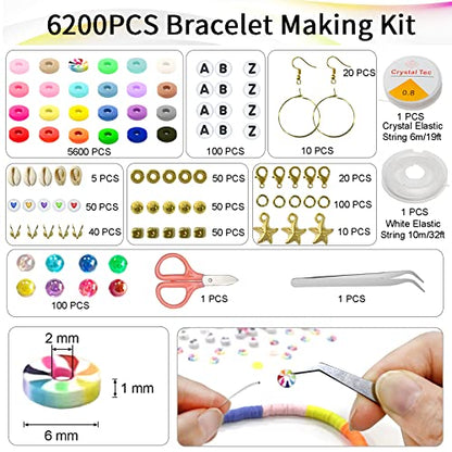 OCARDI 7500+Pcs Clay Bead Bracelet Kit,28 Colors Clay Beads for Jewelry Making Kit with Gift Pack,Bracelet Making Kit for Teen Girls Gift,Friendship