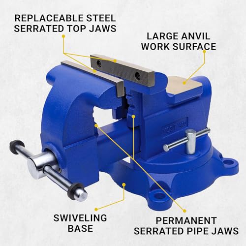 Yost Vises 460 Combination Vise | 6 Inch Jaw Width Heavy-Duty Utility Pipe and Bench Vise |Secure Grip with Swivel Base| Made with Cast Iron and Yost Tools
