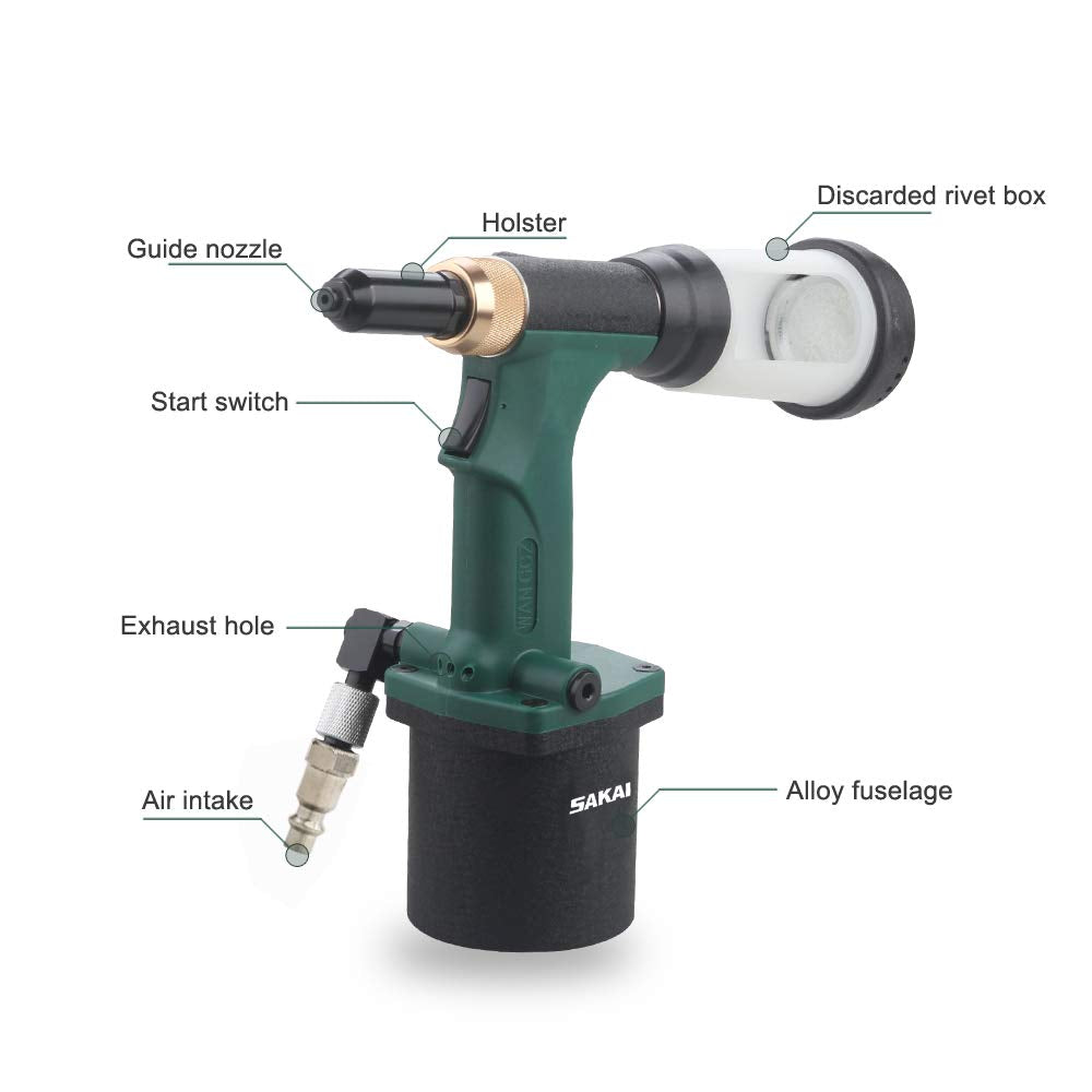 SAKAI Pneumatic Hydraulic Pulling Rivet Gun Automatic Suction Rivet Air Rivet Tool - WoodArtSupply