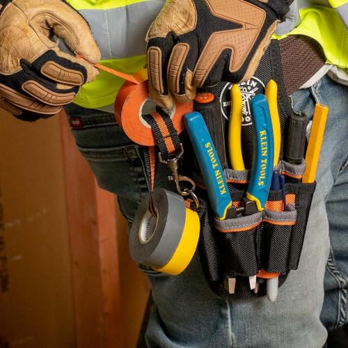 Klein Tools 5240 Tool Pouch, Tradesman Pro Maintenance Tool Pouch with 9 Pockets, Tape Thong, 2-Inch Tunnel Loop, Great Electrician Holster Klein Tools
