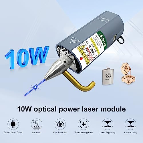 LASER TREE 80W Laser Module, 10W Optical Power Output Laser Engraving Module with Air Assist, Built-in FAC, Double Ultra-Fine Compressed Spot Laser LASER TREE