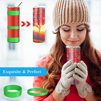 Sublimation Tumblers Silicone Bands Kit,Elastic Sublimation Blanks Ring Bands with Heat Resistant Gloves Tapes Press Parts Accessories for Cup Water