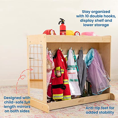 ECR4Kids Streamline Toddler Dress-Up Island, Costume Organizer, Natural, 35.8x20x30 inches - WoodArtSupply