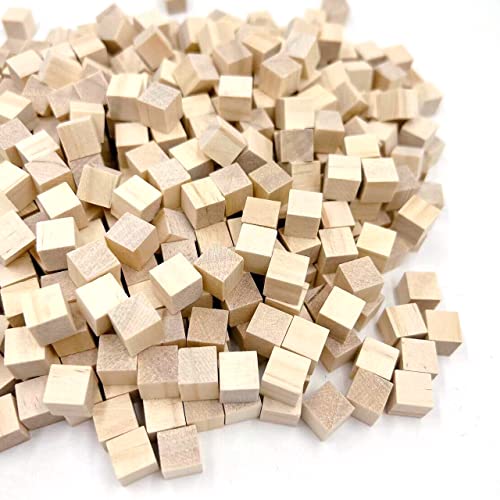 Wood Blocks for Crafts, Unfinished Wood Cubes, 1cm Natural Wooden Blocks, Pack of 300 Wood Square Blocks, Wooden Cubes for Arts and Crafts and DIY