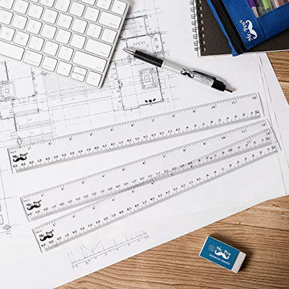 Mr. Pen- Ruler, Rulers 12 inch, Pack of 3, Clear Ruler, Plastic Ruler, Drafting Tools, Rulers for Kids, Measuring Tools, Ruler Set, Ruler inches and - WoodArtSupply