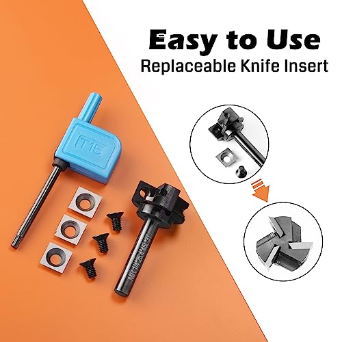 Genmitsu CNC Spoilboard Surfacing Router Bit, 1/4" Shank 1” Cutting Diameter CNC Milling Machine, Slab Flattening Router Bit, Carbide Insert Router Genmitsu