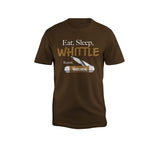 Eat Sleep Whittle Repeat T-Shirt - Cotton Classic Fit Machine Wash in Medium, Large, XL, XXL, 3X, 4X - Gift for Woodcarvers Steel Gray Fox Chapel Publishing