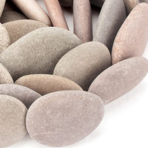 [About 91 PCS - 106 PCS](18.3 Pounds) River Rocks, Flat Rocks, 2.27"-3.56"Painting Rocks, Craft Rocks, DIY Rocks, Painting Stones BLQH