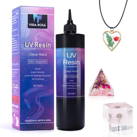 500g Clear UV Resin Hard Type New Formula One Minute Ultraviolet Solar Quick Curing Epoxy Resin Glue for Casting & Coating/Molds/Jewelry Pendants - WoodArtSupply