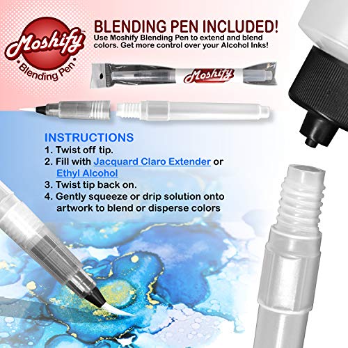 Jacquard Pinata Alcohol Ink - Metallic Alcohol Ink Colors Bundle - Made in USA - Silver - Copper - Pearl - Brass - Rich Gold - Blanco Blanco - Moshify