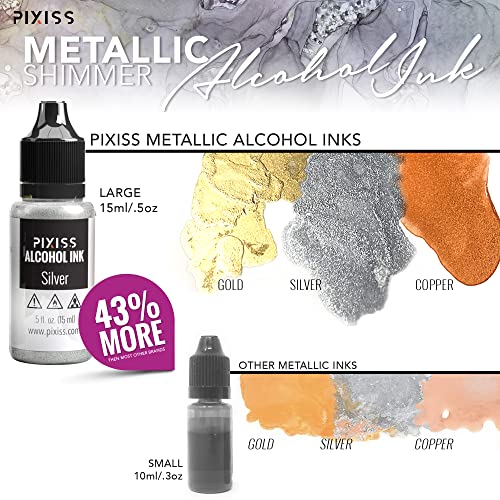 Metallic Alcohol Ink Set - 5 Metal Color Alcohol-Based Inks for Epoxy Resin Art - Concentrated Shimmer Alcohol Paint Color Dye for Resin - 4 Ounce - WoodArtSupply