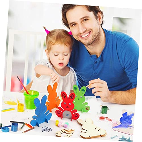 FUNOMOCYA 2 Sets Handmade Rabbit Material Unfinished Wood Decor DIY Bunny Decoration DIY Bunny Table Decor Blank Bunny Wood Decor Ornament Bunny Wood FUNOMOCYA