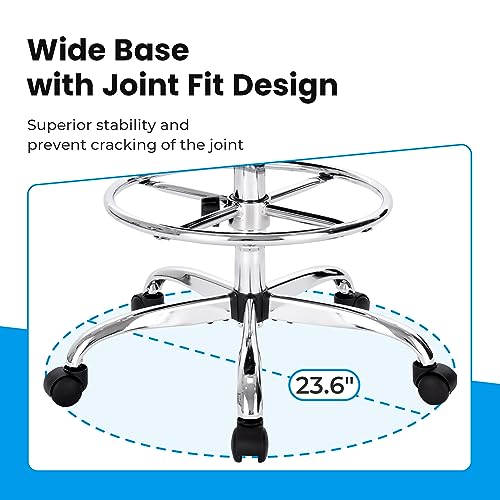SUPERJARE Drafting Chair with Back, Adjustable Foot Rest Rolling Stool, Multi-Purpose Office Desk Chair, Thick Seat Cushion for Home Bar Kitchen Shop SUPERJARE
