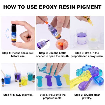 Epoxy Resin Pigment - 12 Colors Transparent UV Resin Dye, Epoxy Resin Color with 6 Glitter, Highly Concentrated Epoxy Resin Colorant for Resin - WoodArtSupply