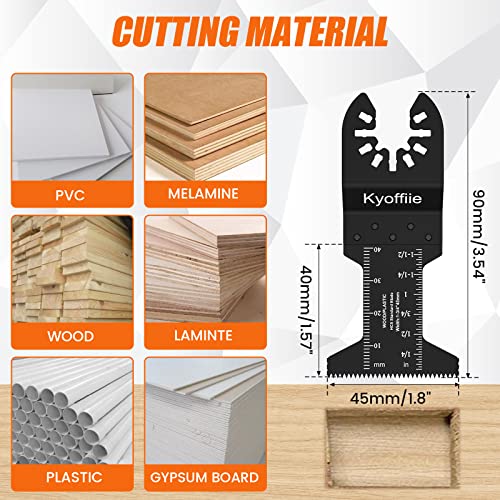 Kyoffiie 100Pcs Oscillating Saw Blades, 1-3/4" Quick Release Multi Tool Blades Kits Universal Oscillating Tool Blades Wood Plastic Multitool Blades Kyoffiie