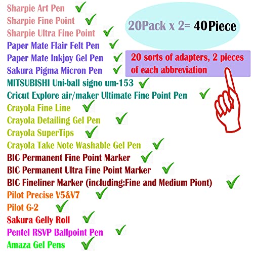 40 Packs Pen Adapter Set Compatible with Cricut (Explore Air, Explore Air 2, and Maker), Pen Adapter Compatible with - WoodArtSupply