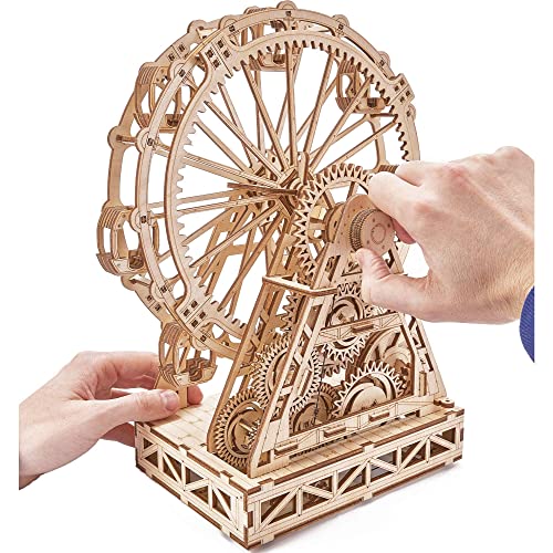 Wood Trick Ferris Wheel Rotating Mechanical Model - 3D Wooden Puzzles for Adults and Kids to Build - Engineering DIY Wooden Models for Adults to Wood Trick