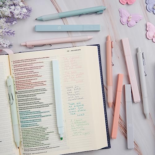 BLIEVE - Aesthetic Highlighters and Gel Pens With Soft Ink And Tip, No Bleed Dry Fast Easy to Hold, for Bible Journaling Planner Notes School Office - WoodArtSupply