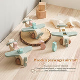ibwaae Wooden Airplane Toys, Air Transport Vehicles Play Set, Wooden Pull Games, STEM Learning Gift Montessori Toy for Baby Toddler Boys Girls ibwaae