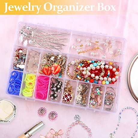 2 Pack 36 Grids Clear Plastic Organizer Box, Storage Container with Adjustable Divider, Craft Organizers and Storage Bead Storage Organizer Box for NIUBIER