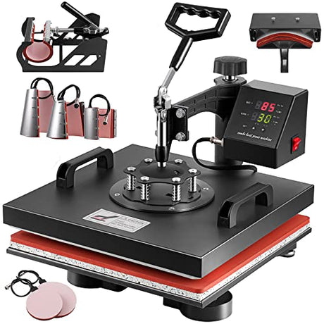 Topdeep Heat Press 15x15 Inch 8 in 1 Heat Press Machine, Swing Away T Shirt Pressing Machine Digital Control, Multifunction Heat Press Transfer Topdeep